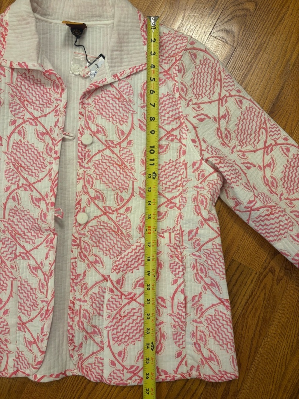 NWT ANU by Natural Reversible Pink Poppy Jacket 100% Cotton Block Print Boho |L - Picture 10 of 12